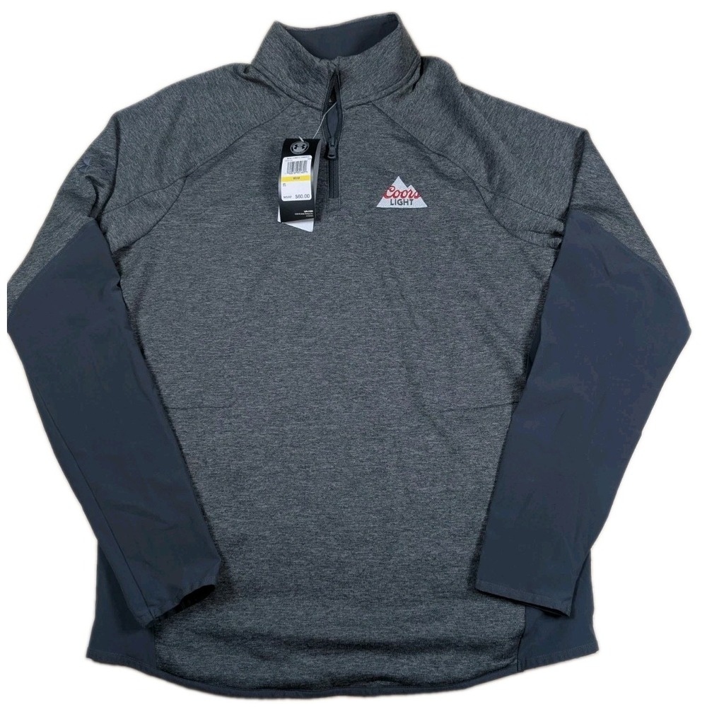 NWT Under Armour ColdGear Coors Light Quarter Zip Pullover Gray Mens Med Loose